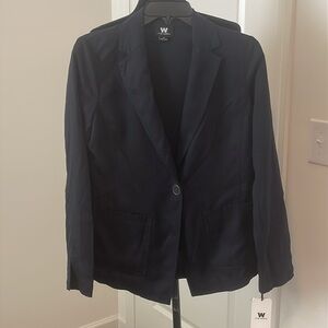 NWT W by Worth 100% Tencel Navy Blue Blazer Size 4 NWT